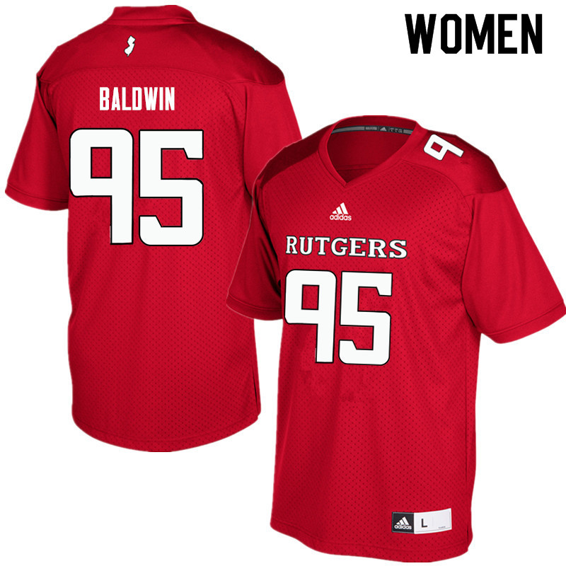 Women #95 Devin Baldwin Rutgers Scarlet Knights College Football Jerseys Sale-Red - Click Image to Close